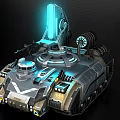 Futuristic Sci Fi Tank With Glowing Blue Lights And Armored Structure Design