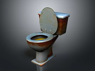 Old Rusty Toilet Bowl as Essential Household Bathroom Fixture with Stained Surface 3d model