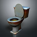 Old Rusty Toilet Bowl as Essential Household Bathroom Fixture with Stained Surface