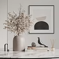 Stylish Modern Decorative Ornament Set With Vase Dried Flowers Bird Figurine Books And Reed Diffuser