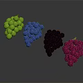 Bright Colorful Grapes Green Blue Purple Pink Bunches on Dark Background