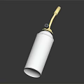 Silver Spray Can With Gold Nozzle On Reflective Dark Background