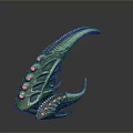 Fantasy Role Playing Character Featuring Green Spiked Creature Tail With Scaled Texture Red Accents