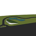 Natural Scenic Wall Landscape Design With Green Trees Curved Road And Lush Lawn