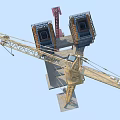 Construction Site With Tower Crane And Scaffolding On Building Under Construction 3d model