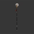Ornate Decorative Staff With Intricate Carved Top And Long Wooden Shaft