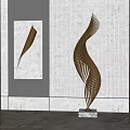 Modern Golden Spiral Sculpture And Abstract Wall Carving For Contemporary Interior Decor