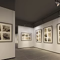 Ancient Landscape Painting With Animals Displayed In Modern Gallery With Lights