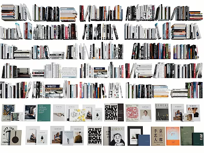 Diverse Books And Magazines Display On Organized Bookshelves With Various Covers 3d model