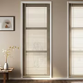Stylish Window Blinds in Modern Interior with Table Vase and Wall Art