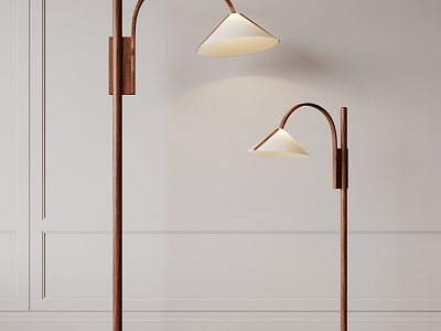 Quiet floor lamp in ancient solid wood 3d model