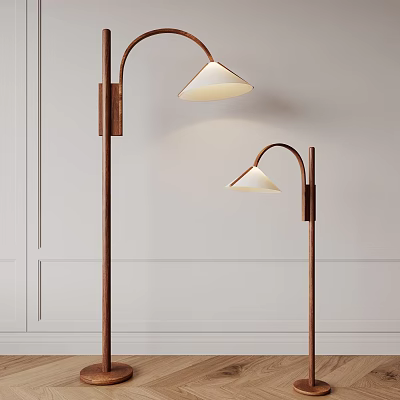 Modern Brass Floor Lamps With White Shades 3d model Modern Brass Floor Lamps With White Shades 3d model