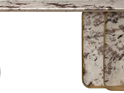 Marble Table Design With Textured Legs And Gold Accent Details 3d model