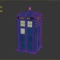 Classic Blue Police Box Structure With Top Light Windows And Sign