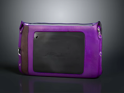 Stylish Purple Fashion Bag With Black Panel Brown Accents And Metallic Hardware Design 3d model