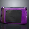 Stylish Purple Fashion Bag With Black Panel Brown Accents And Metallic Hardware Design