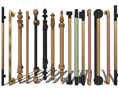 Decorative Various Cabinet And Door Handles With Different Materials And Designs 3d model
