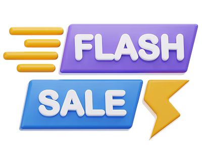 Decorative Ornament Set With Flash Sale Tag And Yellow Lightning Accents 3d model