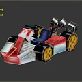 Pixel Art Style Toy Racing Car With Colorful Design And Detailed Wheels