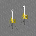 Industrial Wind Turbine Equipment With Yellow Support Structure And White Rotor Blades