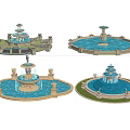 Various Ornamental Fountains with Tiered Designs Circular Bases and Decorative Water Elements