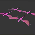 Three Dragons With Pink Wings Flying On White Background With Outstretched Wings 3d model