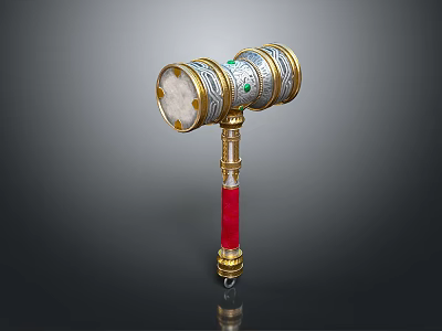 Intricate Ornate Scepter With Gold Accents Red Handle And Gemstone Details 3d model
