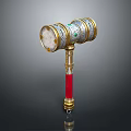Intricate Ornate Scepter With Gold Accents Red Handle And Gemstone Details