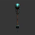 Mechanical Sculpture Design With Blue Glowing Top Metallic Structure And Intricate Details