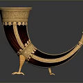 Horn Shaped Decorative Container with Gold Accents and Ornate Base for Home Decor