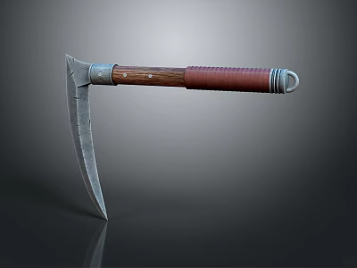 Vintage Weapon With Shiny Sharp Metal Blade And Red Wrapped Wooden Handle 3d model