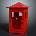 Red Traditional Chinese Architectural Pavilion Model With Wooden Structure And Open Design