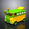 Colorful Green And Yellow Cartoon Style Toy Bus For Kids Playtime