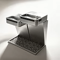 Modern Stainless Steel Washbasin With Double Basin And Pebbles Base Design