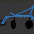 Blue Agricultural Disc Harrow With Metal Frame And Tilling Blades For Soil Preparation