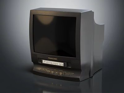 Vintage Toshiba Television With Black CRT Screen And Front Control Panel 3d model