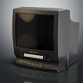 Vintage Toshiba Television With Black CRT Screen And Front Control Panel