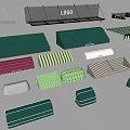 Garden Shade Structures Design With Green Canopies Striped Awnings And Coffee Signage