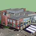 Modern Building With Solar Panels On Roof Near Water And Boats