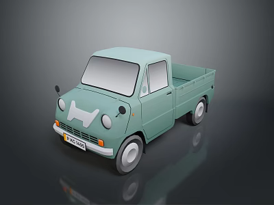 Light Green Vintage Small Pickup Truck 3D Model With Classic Design 3d model