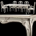 Elegant Classic Dining Table Set With Intricate Carved Design And Matching Chairs 3d model