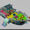 Colorful Swing Door For Kids Playground Boat With Slide And Dragon Head