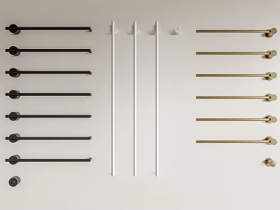 Modern Bathroom Cabinet Racks with Black White and Gold Stylish Design 3d model