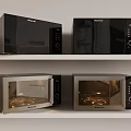 Black And Silver Microwave Ovens On Shelves Modern Design Kitchen Appliances