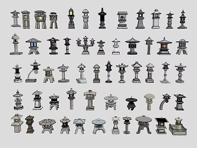 Assortment of Stylish Decorative Lights with Classic and Modern Designs 3d model