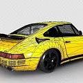 Yellow Porsche Style Sports Car With Yellow Body Black Wheels And Rear Spoiler