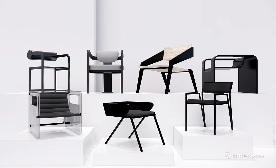 Modern Leisure Accent Chairs With Various Contemporary Styles And Sleek Designs For Living Space 3d model 