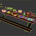 Assorted Delicious Foods on Picnic Table with Plates Dishes Drink and Condiment Bottles