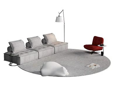 Modern Light Grey Modular Sofa And Side Table Combination For Stylish Cozy Living Room Interior 3d model