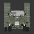 Green Military Truck Model With Large Flatbed Trailer And Multiple Wheels 3d model